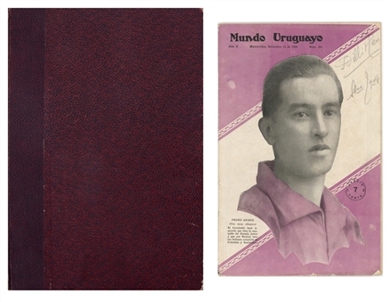 1930 World Cup Book With (7) Issues of Mundo Uruguayo Sports Magazine & 1928 Mundo Uruguayo Issue (Letter of Provenance)